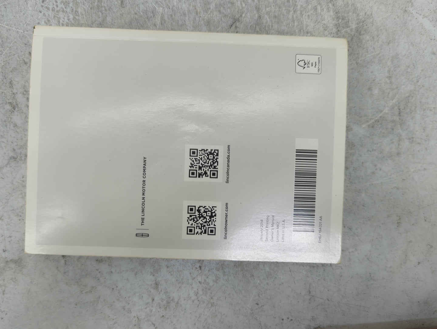 2014 Lincoln Mkz Owners Manual Book Guide P/N:EH6J 19A321 AA OEM Used Auto Parts - Oemusedautoparts1.com