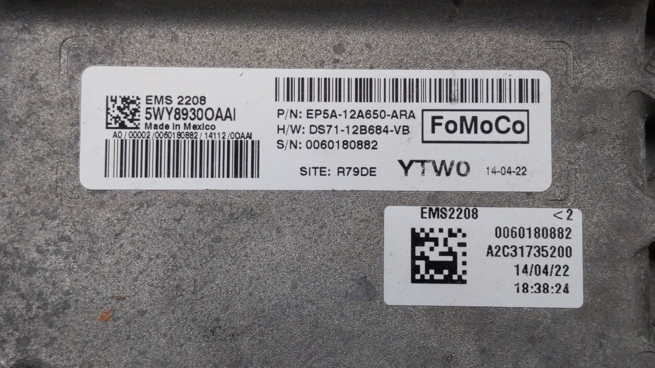 2014-2020 Lincoln Mkz PCM Engine Control Computer ECU ECM PCU OEM P/N:EP5A-12A650-ARA EP5A-12A650-VE Fits OEM Used Auto Part