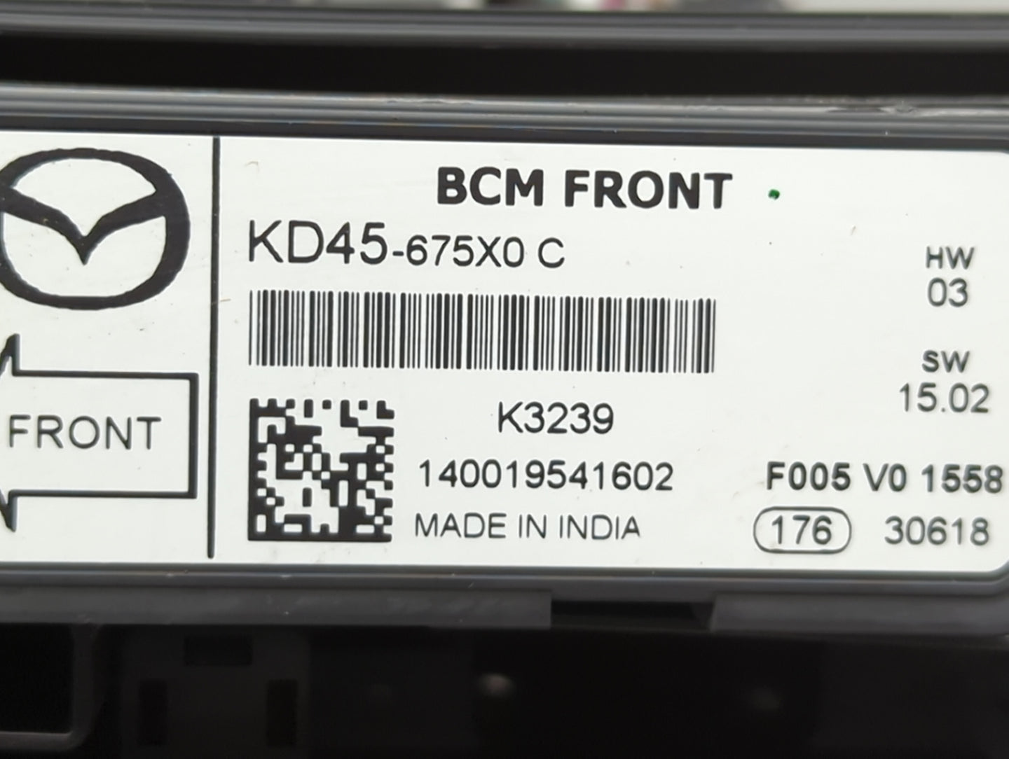 2014-2016 Mazda 3 Fusebox Fuse Box Panel Relay Module P/N:KD45-675X0 Fits Fits 2014 2015 2016 OEM Used Auto Parts - Oemuseda