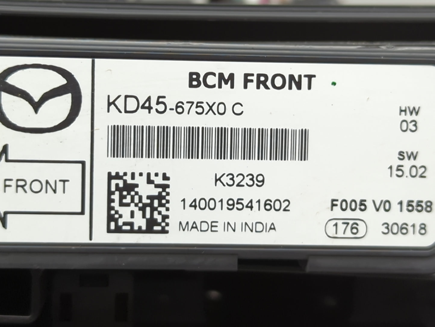 2014-2016 Mazda 3 Fusebox Fuse Box Panel Relay Module P/N:KD45-675X0 Fits Fits 2014 2015 2016 OEM Used Auto Parts - Oemuseda