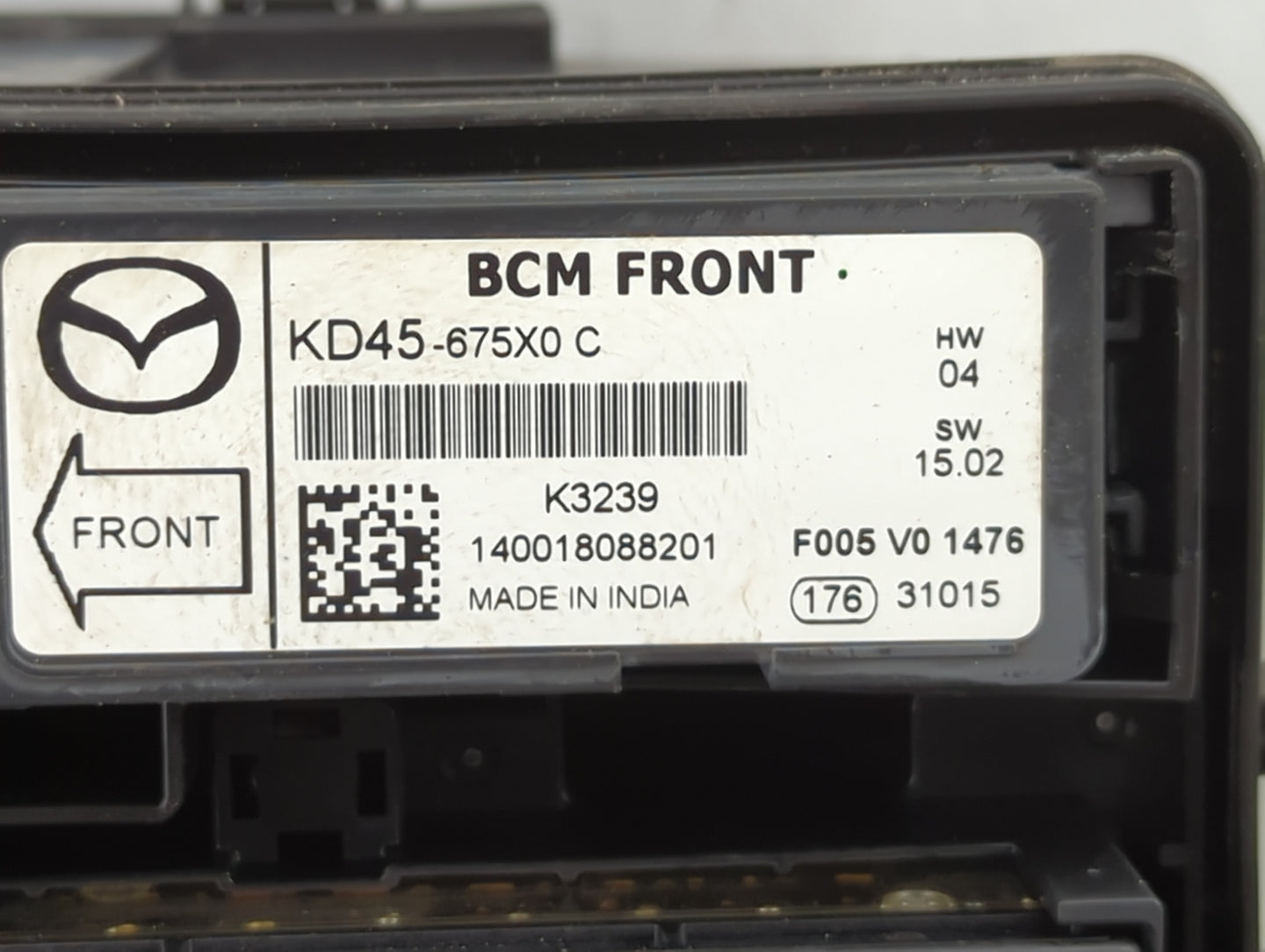 2014-2016 Mazda 3 Fusebox Fuse Box Panel Relay Module P/N:KD45-675X0 Fits Fits 2014 2015 2016 OEM Used Auto Parts - Oemuseda