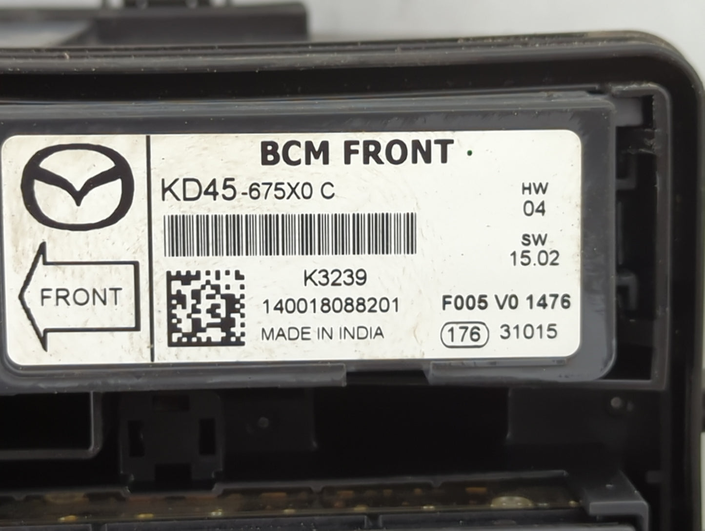 2014-2016 Mazda 3 Fusebox Fuse Box Panel Relay Module P/N:KD45-675X0 Fits Fits 2014 2015 2016 OEM Used Auto Parts - Oemuseda