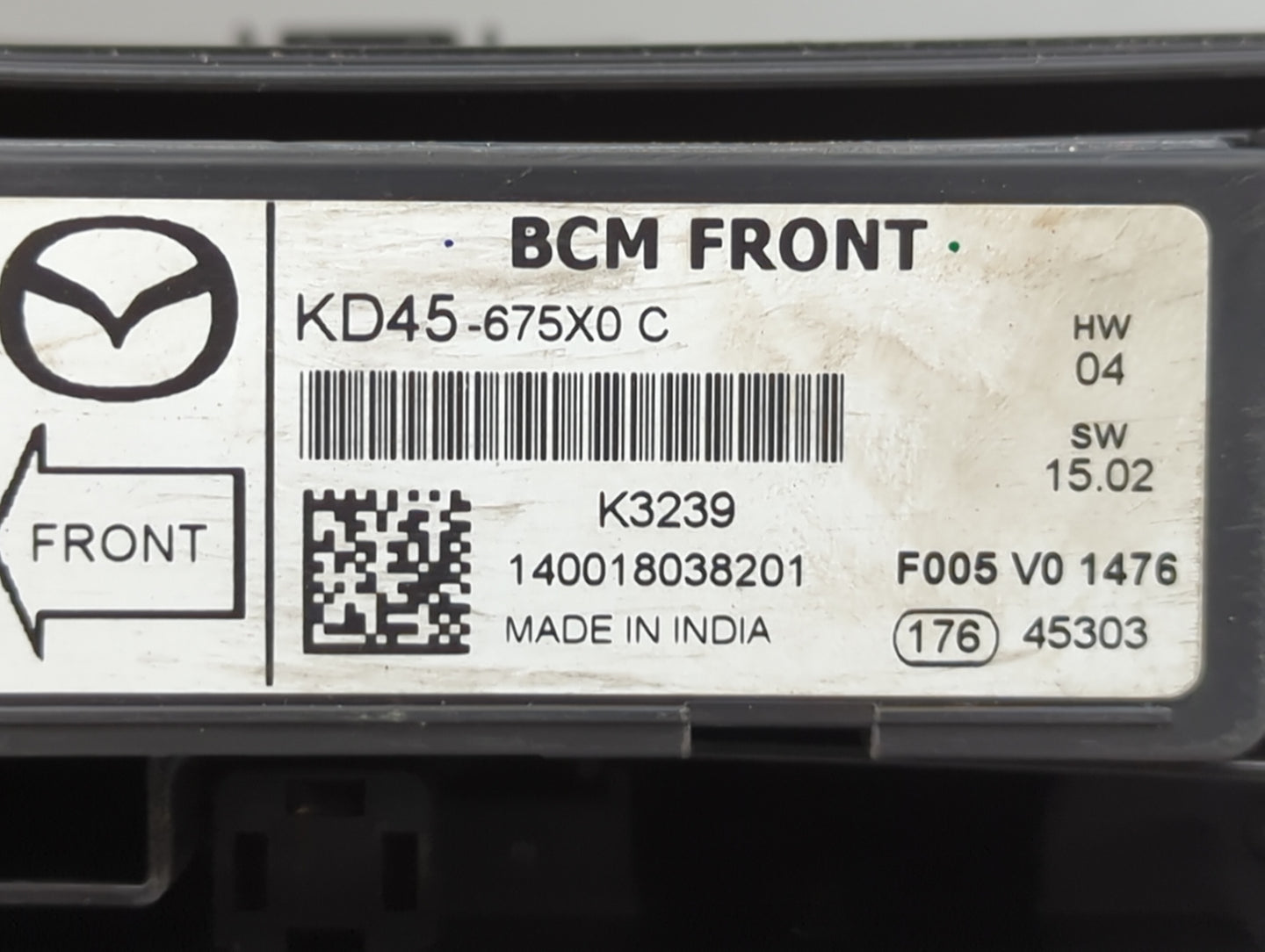 2014-2016 Mazda 3 Fusebox Fuse Box Panel Relay Module P/N:KD45-675X0 Fits Fits 2014 2015 2016 OEM Used Auto Parts - Oemuseda