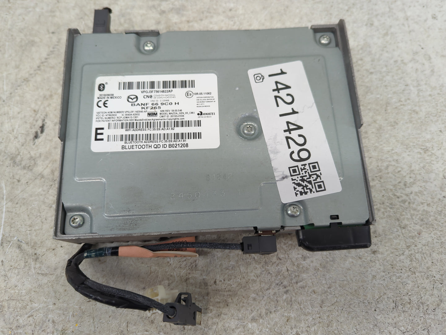2018 Mazda 3 Radio AM FM Cd Player Receiver Replacement P/N:BANF669C0H Fits OEM Used Auto Parts - Oemusedautoparts1.com
