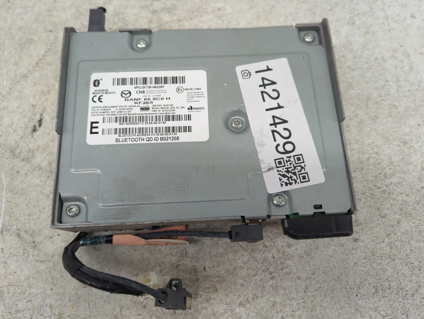 2018 Mazda 3 Radio AM FM Cd Player Receiver Replacement P/N:BANF669C0H Fits OEM Used Auto Parts - Oemusedautoparts1.com