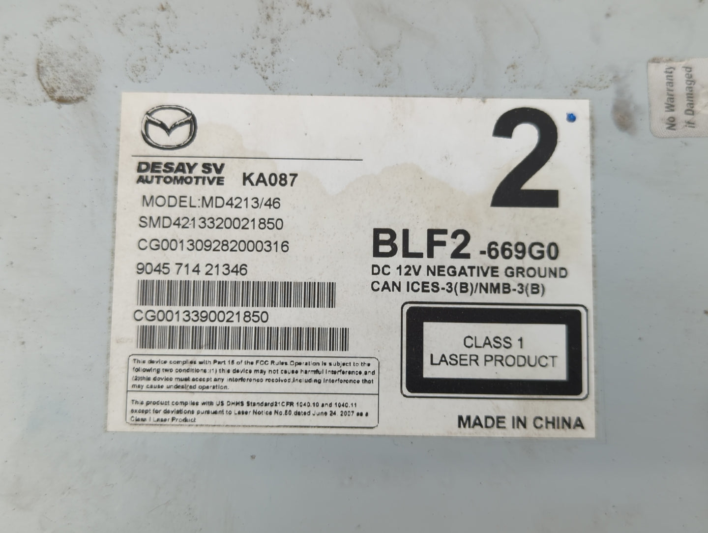 2014-2018 Mazda 3 Radio AM FM Cd Player Receiver Replacement P/N:BLF2-669G0 Fits Fits 2014 2015 2016 2017 2018 OEM Used Auto