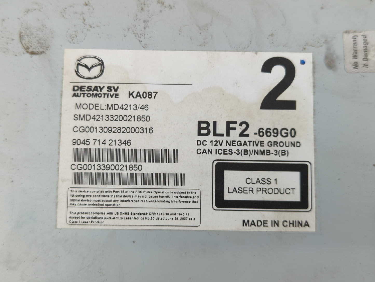 2014-2018 Mazda 3 Radio AM FM Cd Player Receiver Replacement P/N:BLF2-669G0 Fits Fits 2014 2015 2016 2017 2018 OEM Used Auto