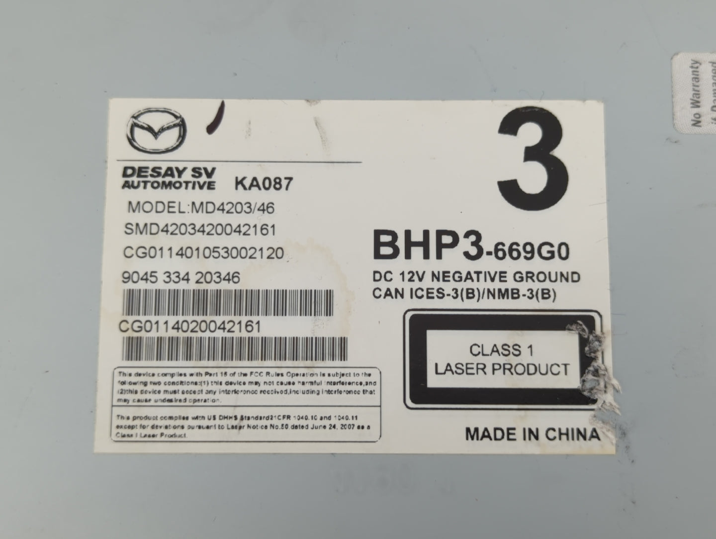 2014-2018 Mazda 3 Am Fm Cd Player Radio Receiver - Oemusedautoparts1.com