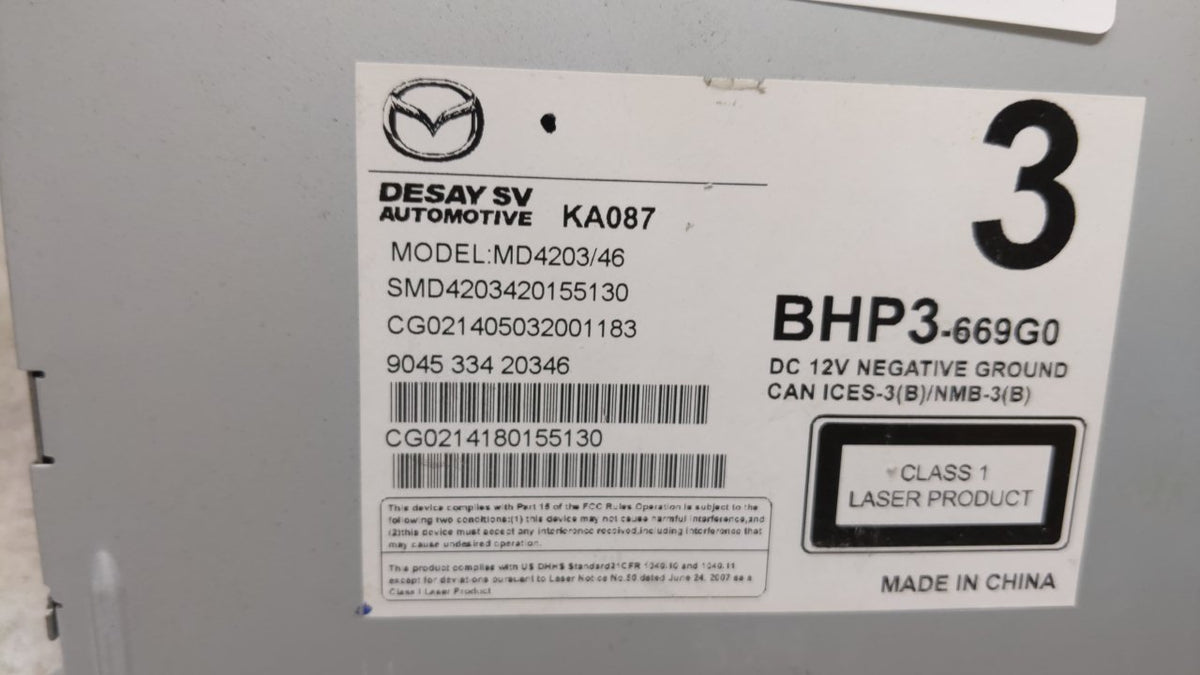 2014-2018 Mazda 3 Radio AM FM Cd Player Receiver Replacement P/N:BHP3-669G0 Fits 2014 2015 2016 2017 2018 OEM Used Auto Part