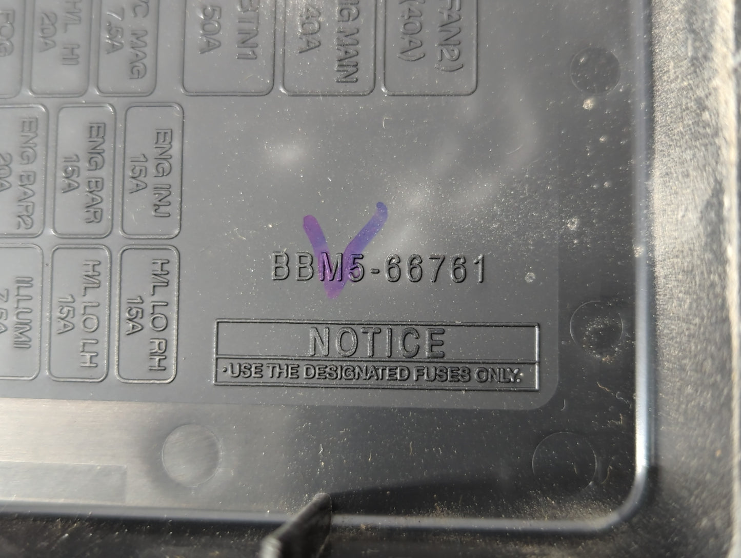 2014 Mazda 3 Fusebox Fuse Box Panel Relay Module P/N:BBM5-66761 K2441 Fits OEM Used Auto Parts - Oemusedautoparts1.com