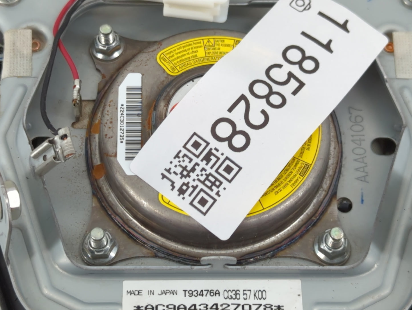 2012-2017 Mazda 5 Air Bag Driver Left Steering Wheel Mounted P/N:CG36 57 K00 T93476A Fits Fits 2012 2013 2014 2015 2016 2017