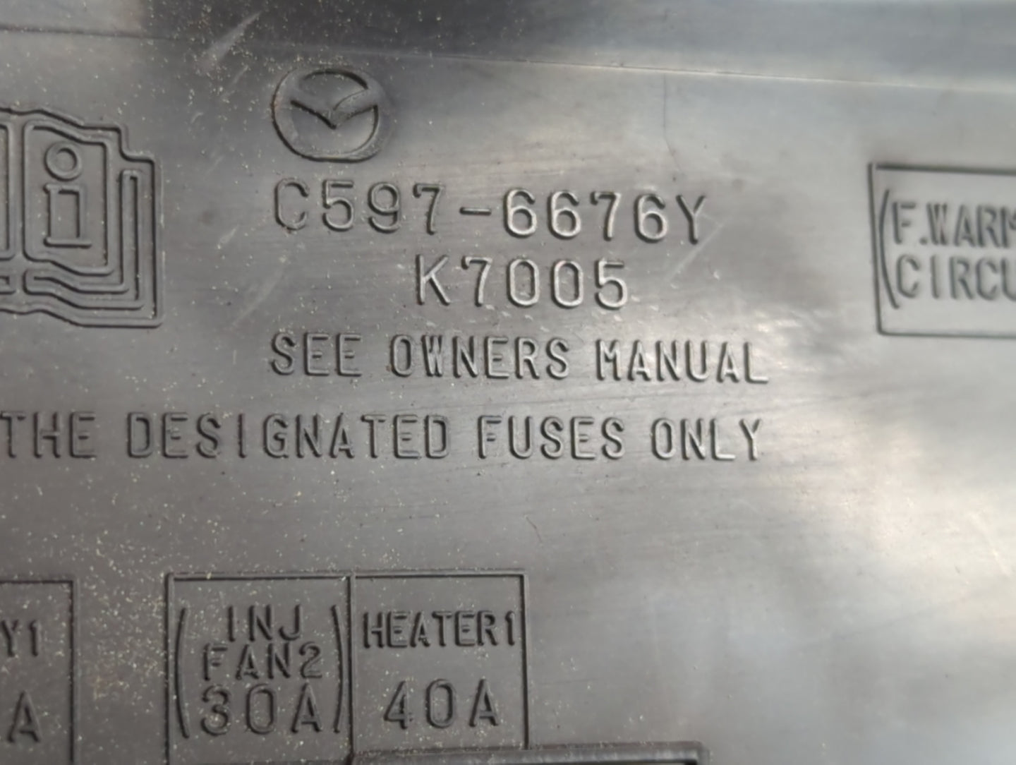 2012-2017 Mazda 5 Fusebox Fuse Box Panel Relay Module P/N:C597-6676Y Fits Fits 2012 2013 2014 2015 2016 2017 OEM Used Auto P