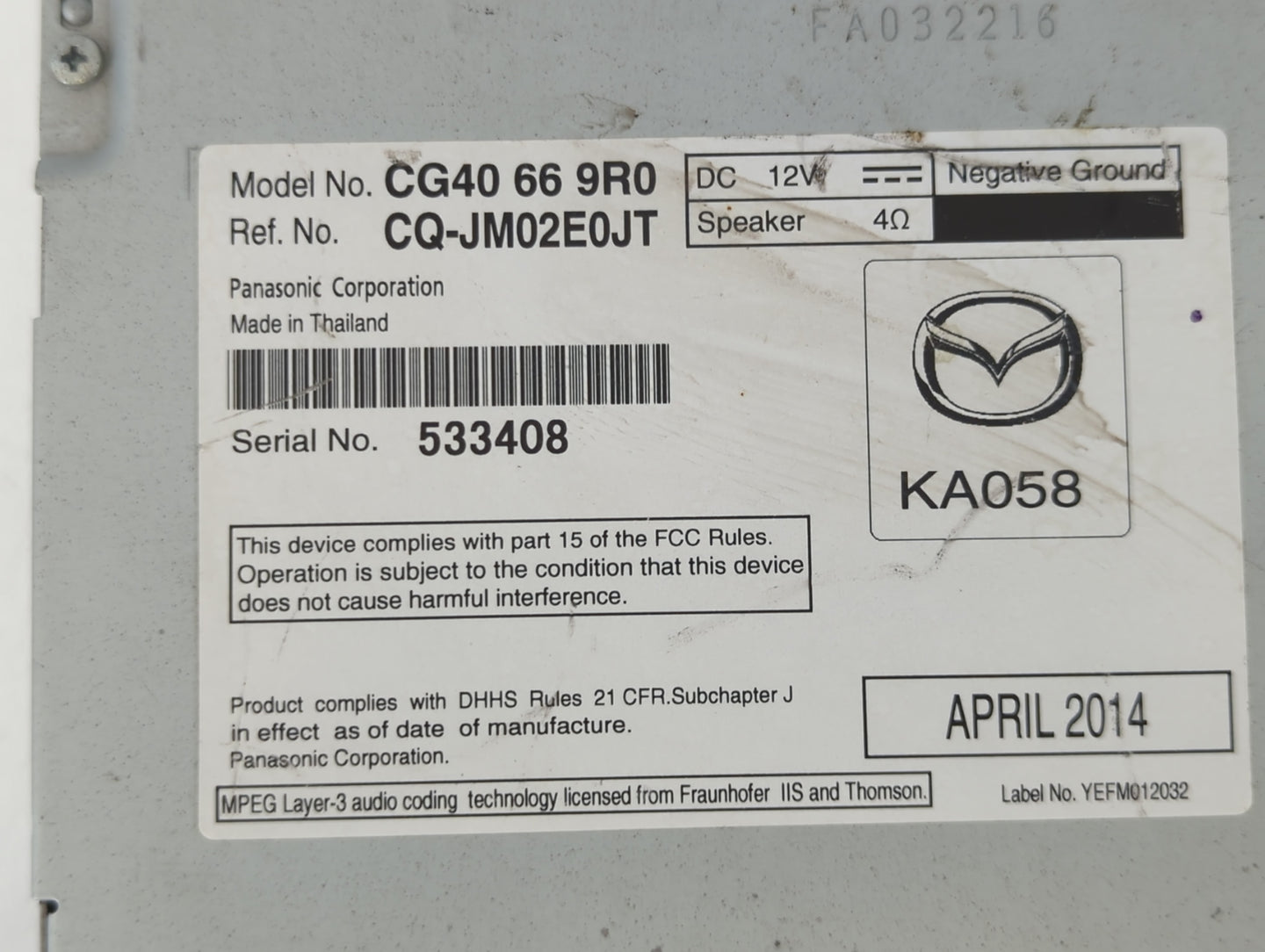 2013-2017 Mazda 5 Am Fm Cd Player Radio Receiver - Oemusedautoparts1.com