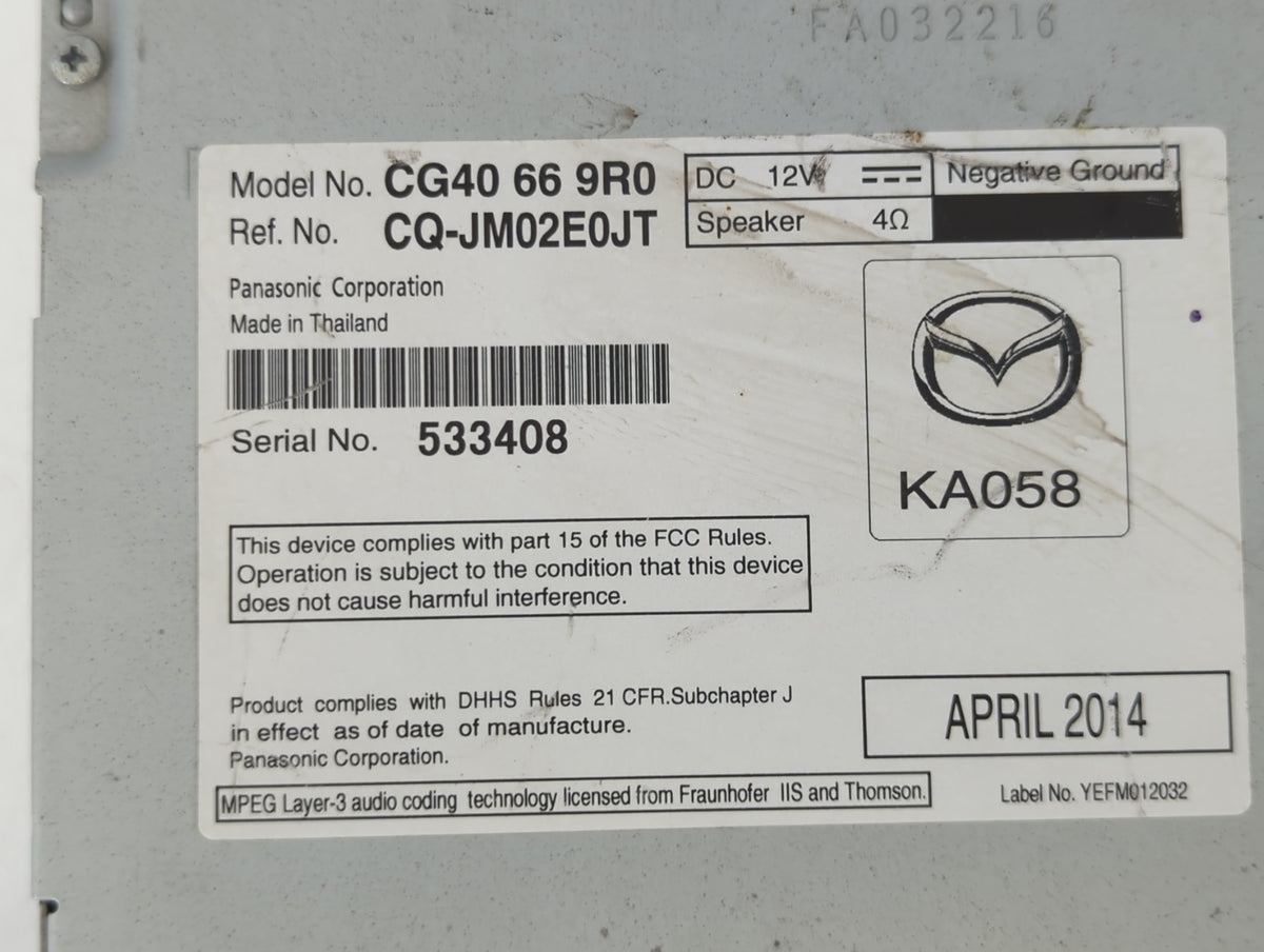 2013-2017 Mazda 5 Am Fm Cd Player Radio Receiver 663046 - Oemusedautoparts1.com