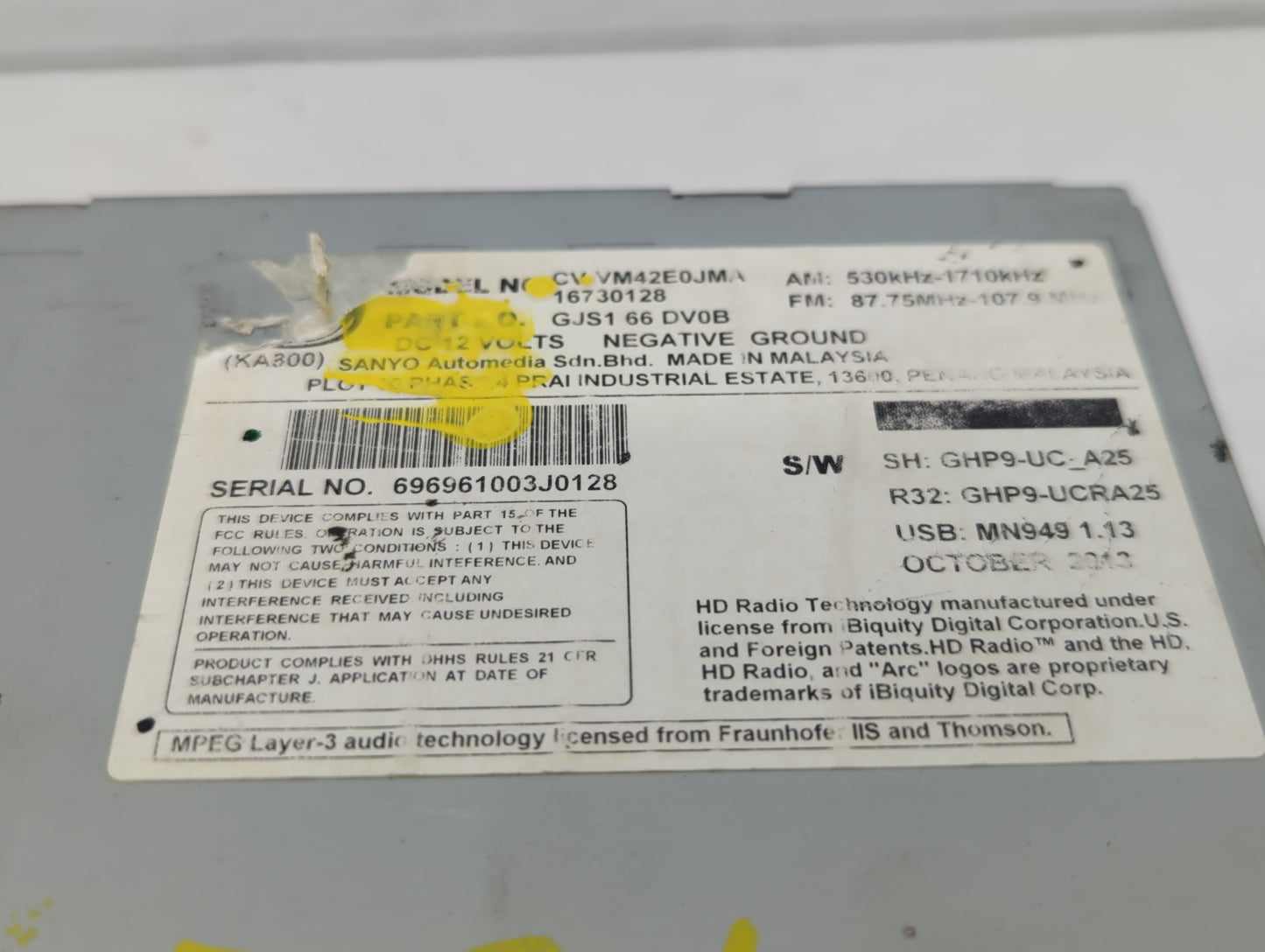2014 Mazda 6 Am Fm Cd Player Radio Receiver - Oemusedautoparts1.com