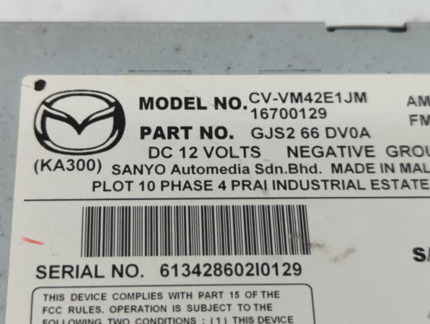 2014 Mazda 6 Am Fm Cd Player Radio Receiver - Oemusedautoparts1.com