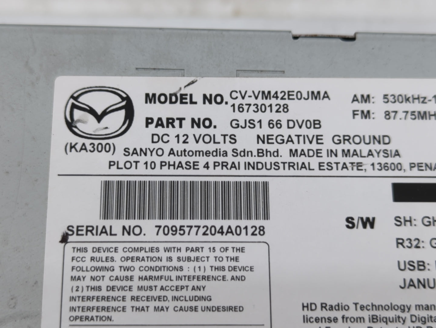 2014 Mazda 6 Am Fm Cd Player Radio Receiver - Oemusedautoparts1.com