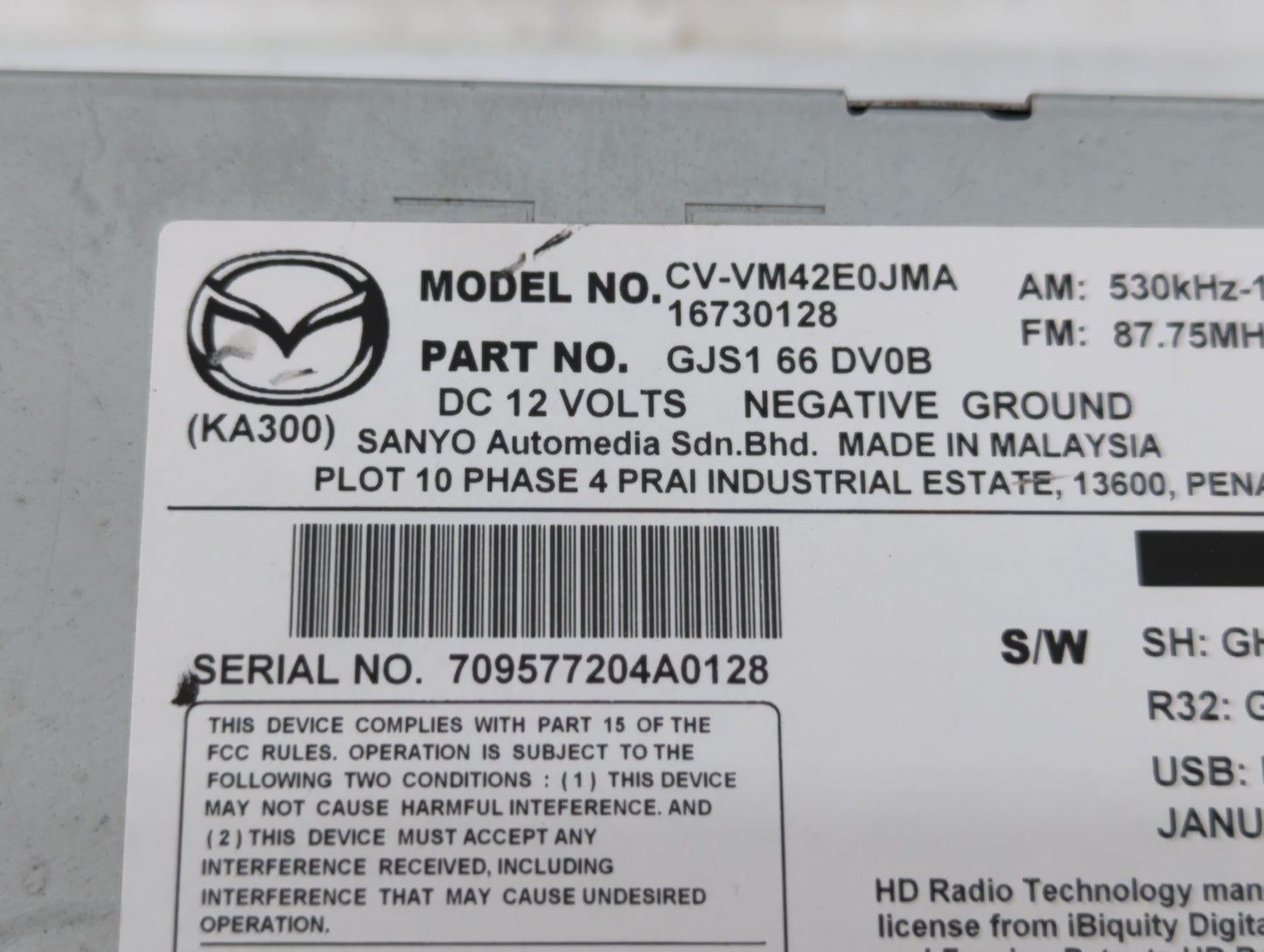2014 Mazda 6 Am Fm Cd Player Radio Receiver - Oemusedautoparts1.com