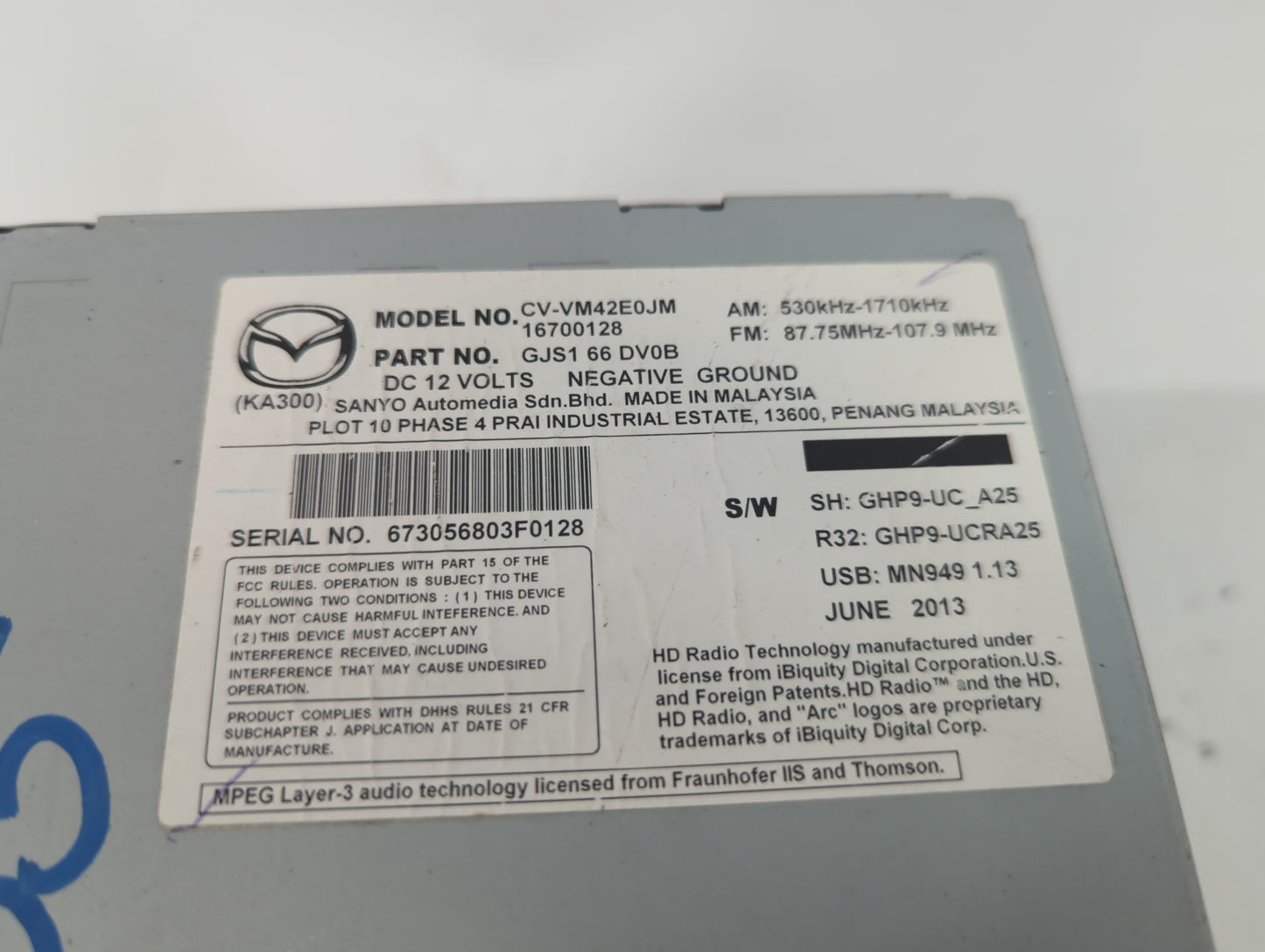 2014-2015 Mazda 6 Am Fm Cd Player Radio Receiver - Oemusedautoparts1.com