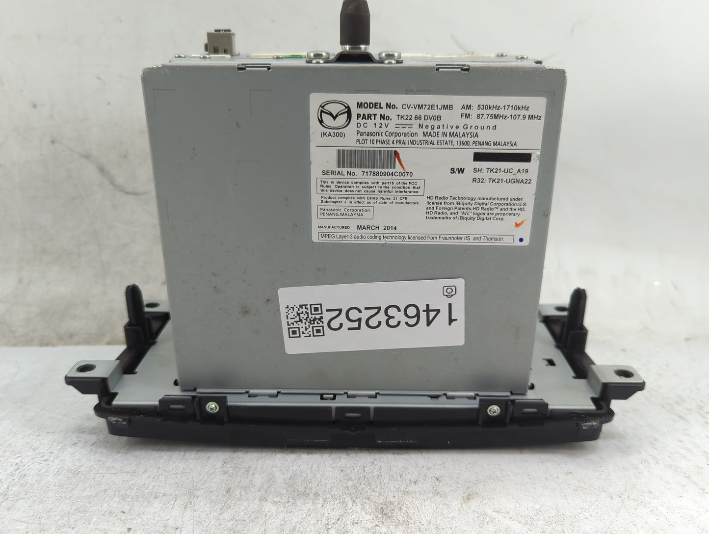 2013-2015 Mazda Cx-9 Radio AM FM Cd Player Receiver Replacement P/N:CV-VM72E1JMB TK2266DV0B, TK21-UC_A19 Fits Fits 2013 2014