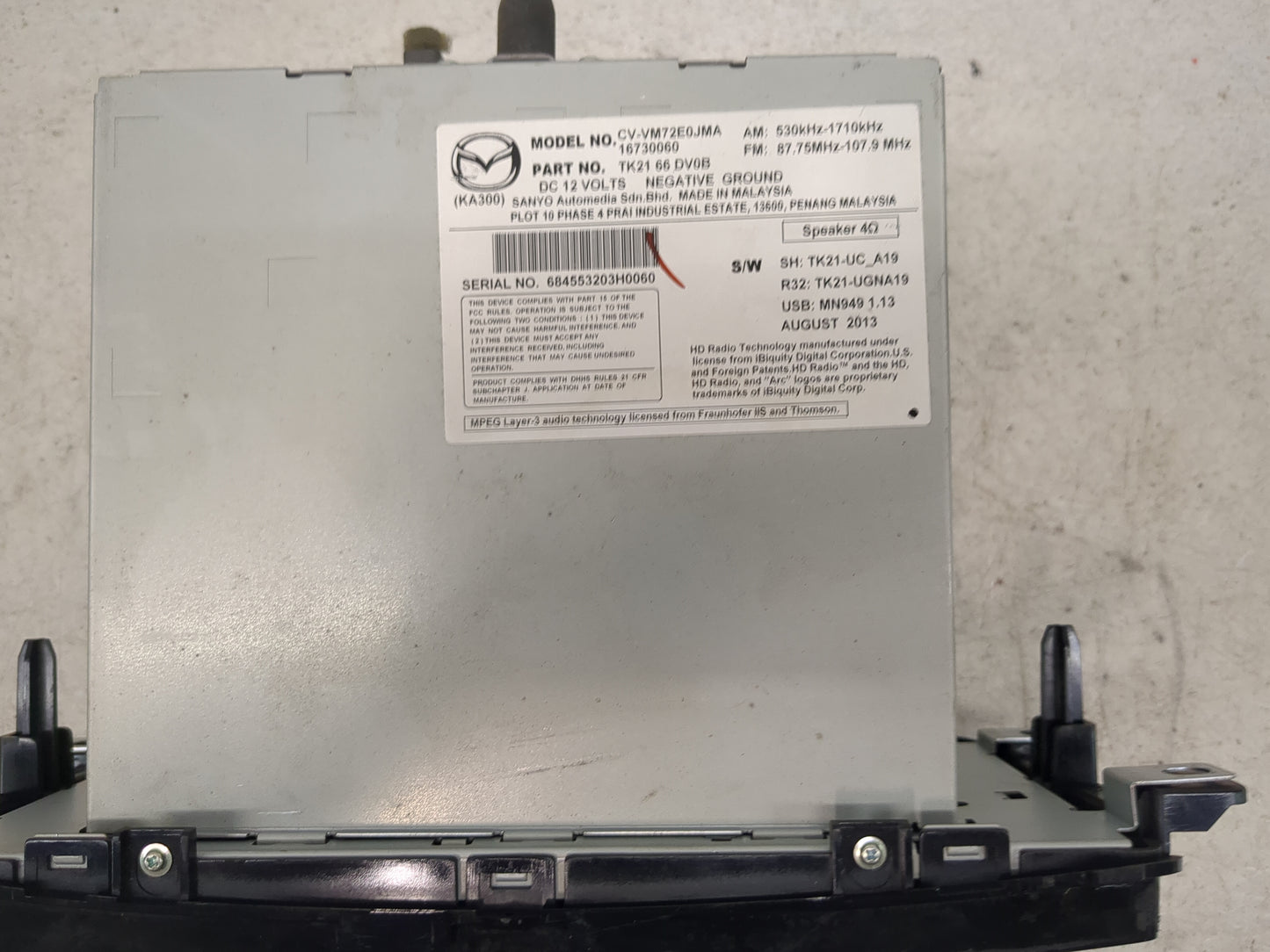 2013-2015 Mazda Cx-9 Radio AM FM Cd Player Receiver Replacement P/N:CV-VM72E0JMA 16730060, TK2166DV0B Fits Fits 2013 2014 20