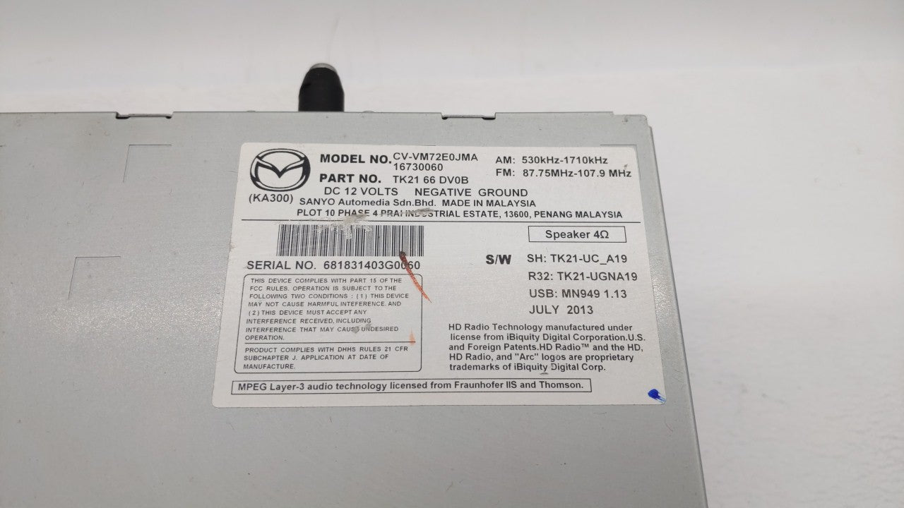 2014 Mazda Cx-9 Am Fm Cd Player Radio Receiver - Oemusedautoparts1.com