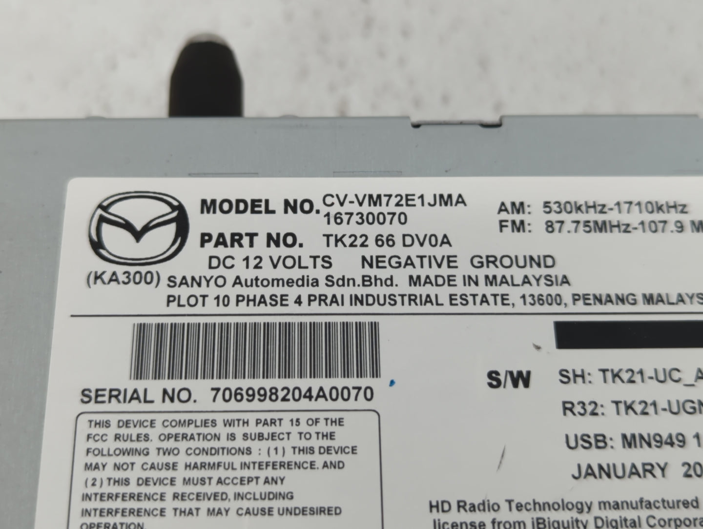 2014 Mazda Cx-9 Am Fm Cd Player Radio Receiver - Oemusedautoparts1.com