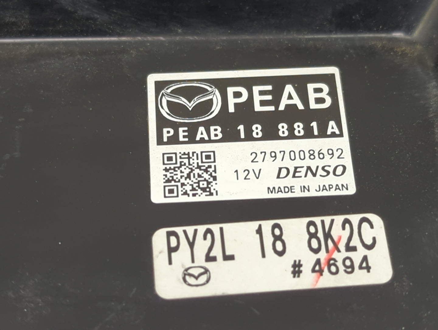 2014 Mazda Mazda3 PCM Engine Control Computer ECU ECM PCU OEM P/N:PEAB18881A PY2L188K2C Fits OEM Used Auto Parts - Oemusedau