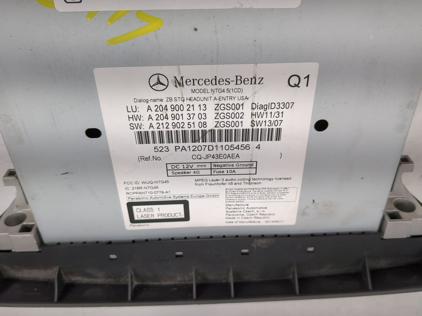 2014-2015 Mercedes-Benz C250 Radio AM FM Cd Player Receiver Replacement P/N:A 204 900 21 13 Fits Fits 2014 2015 OEM Used Aut