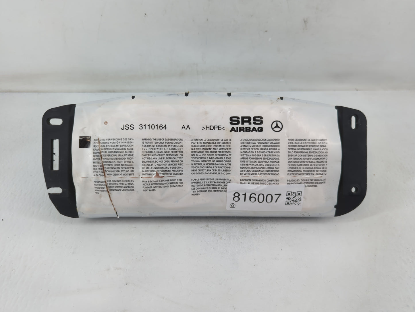 2012-2015 Mercedes-Benz C250 Air Bag Passenger Right Dashboard OEM P/N:310652393-AB Fits Fits 2012 2013 2014 2015 OEM Used A