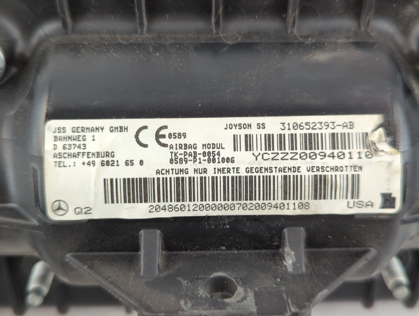 2012-2015 Mercedes-Benz C250 Air Bag Passenger Right Dashboard OEM P/N:310652393-AB Fits Fits 2012 2013 2014 2015 OEM Used A