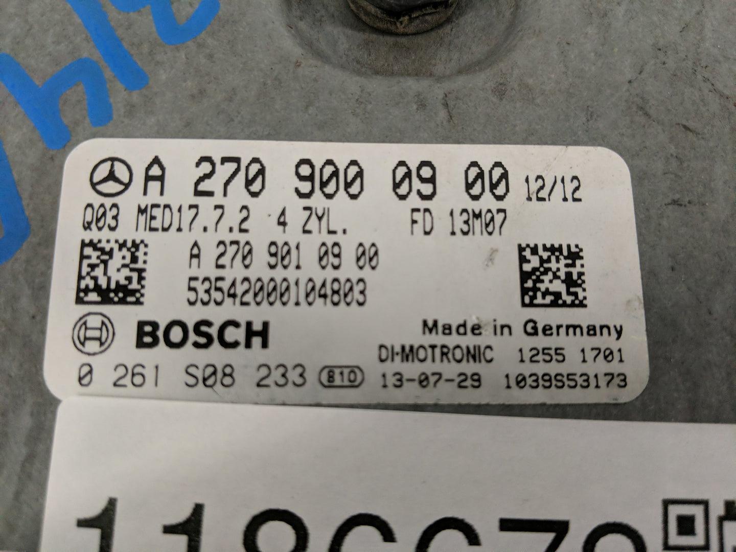 2014 Mercedes-Benz Cla180 PCM Engine Control Computer ECU ECM PCU OEM P/N:A 270 900 09 00 Fits Fits 2013 2015 OEM Used Auto 
