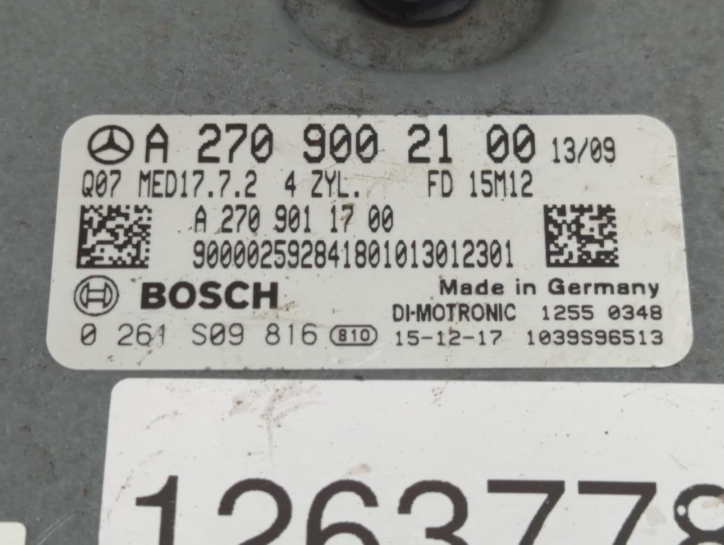 2014-2019 Mercedes-Benz Cla250 PCM Engine Control Computer ECU ECM PCU OEM P/N:0 261 S09 816 A 270 900 21 00 Fits OEM Used A