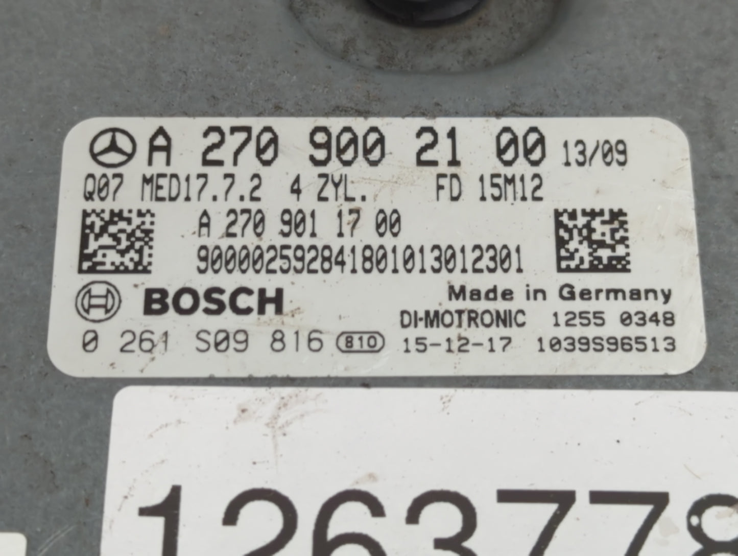 2014-2019 Mercedes-Benz Cla250 PCM Engine Control Computer ECU ECM PCU OEM P/N:0 261 S09 816 A 270 900 21 00 Fits OEM Used A