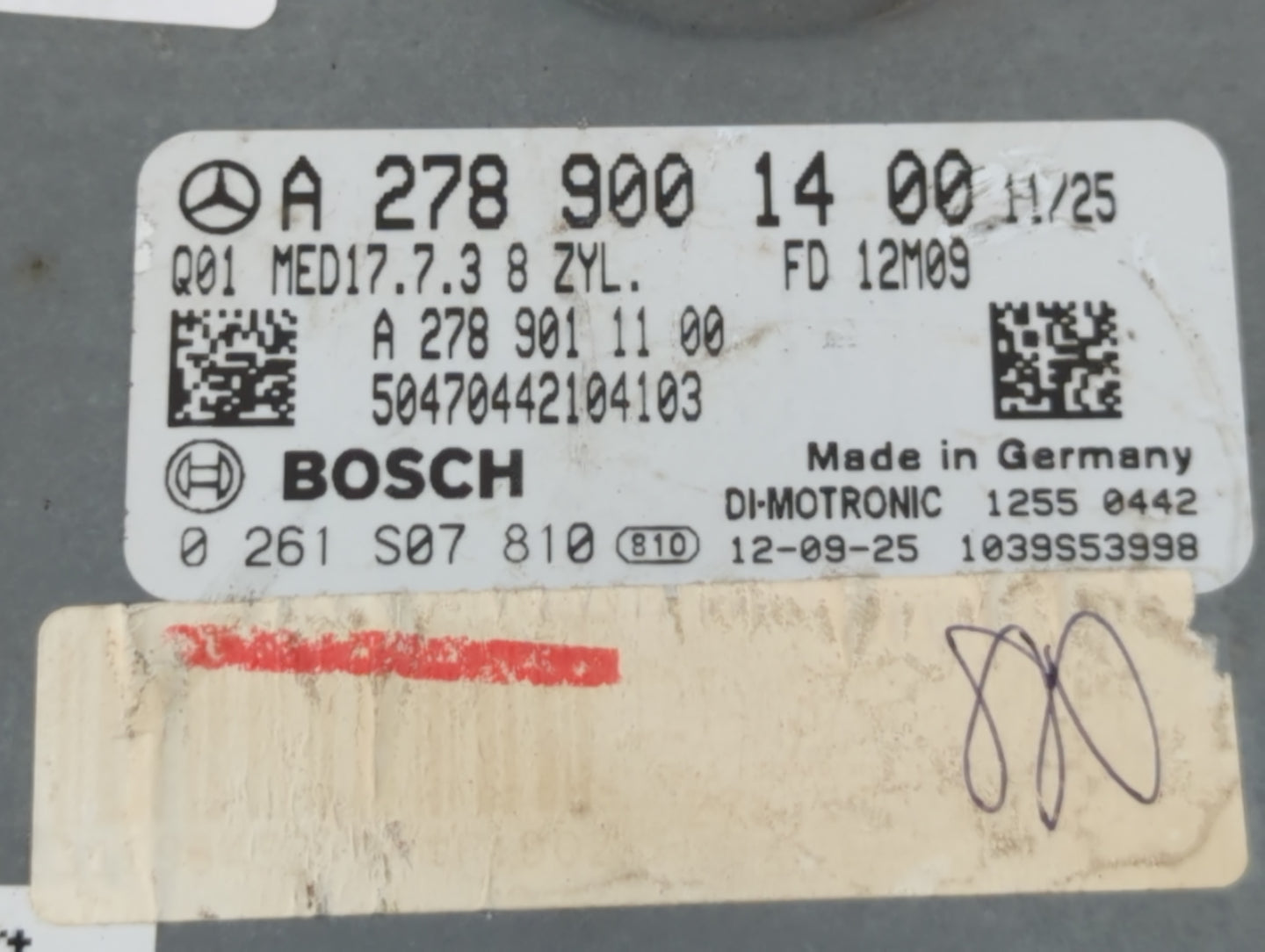 2014 Mercedes-Benz S550 PCM Engine Control Computer ECU ECM PCU OEM P/N:A 278 900 14 00 Fits OEM Used Auto Parts - Oemusedau