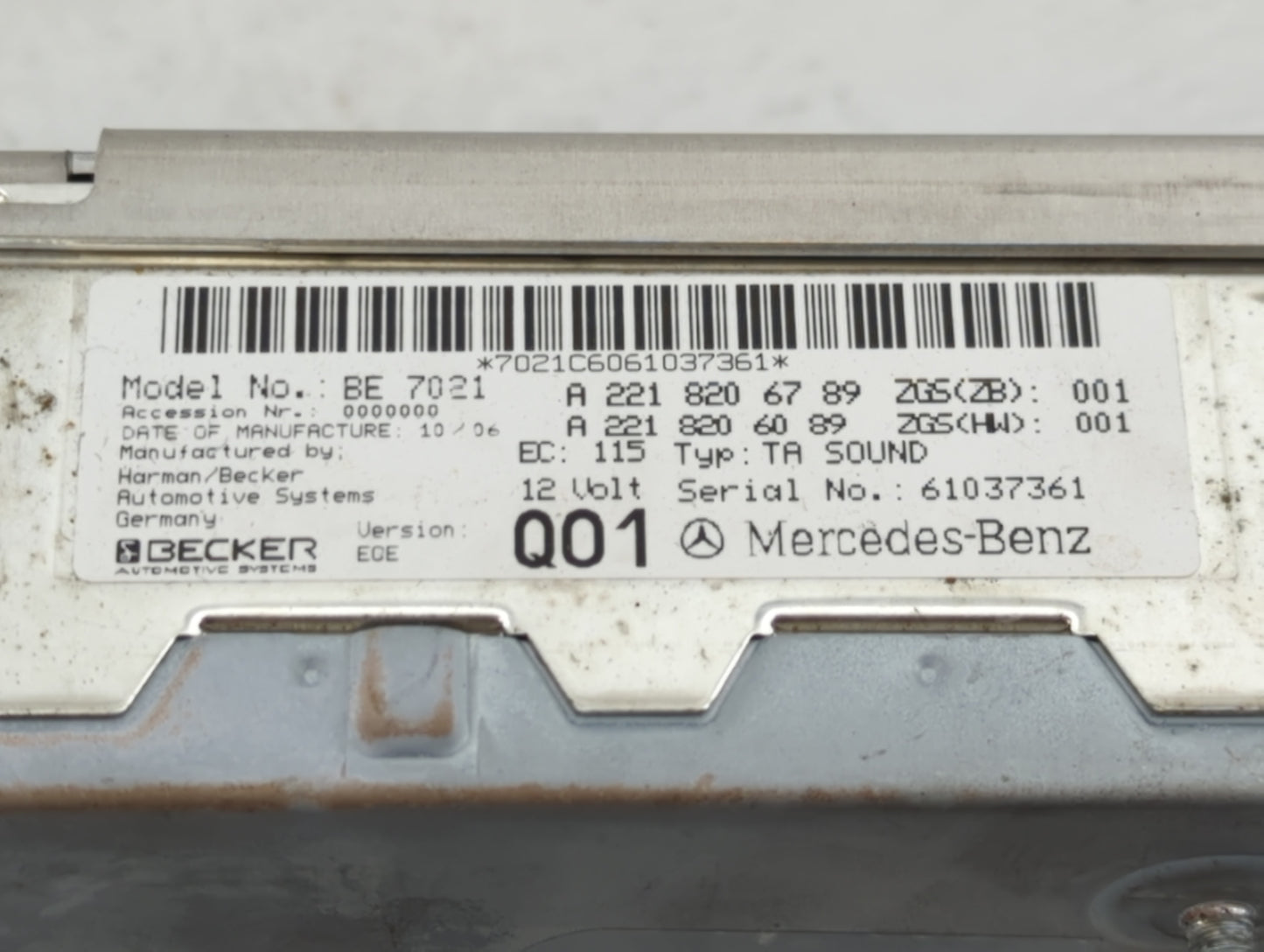 2014 Mercedes-Benz S550 Radio AM FM Cd Player Receiver Replacement P/N:A 221 820 67 89 Fits OEM Used Auto Parts - Oemusedaut