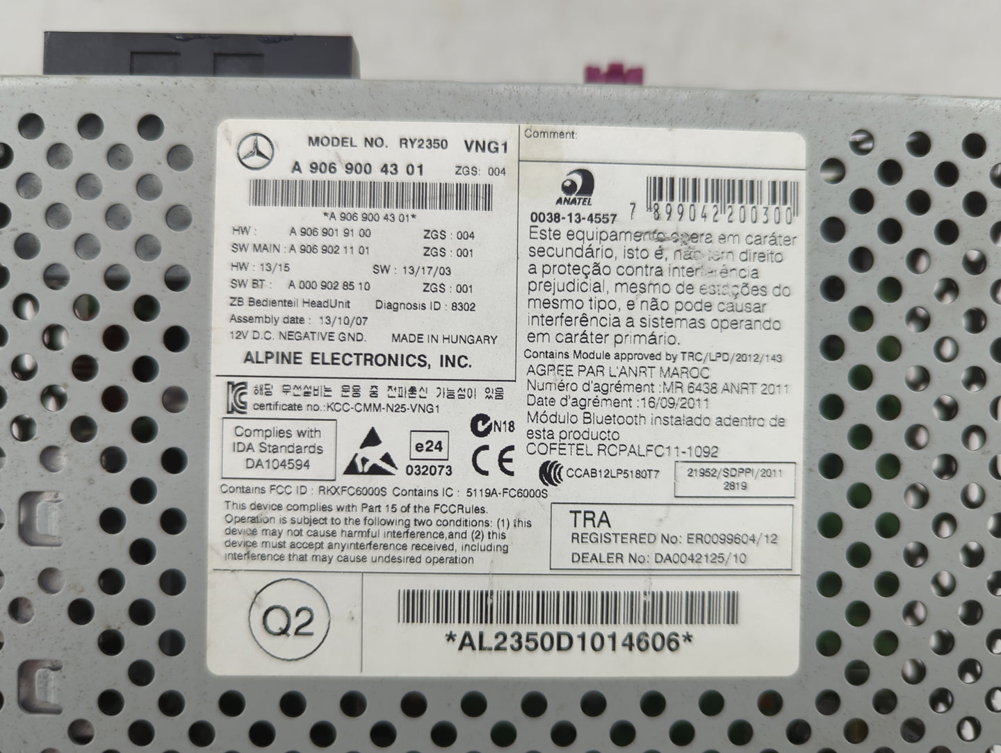 2014 Mercedes-Benz Sprinter 2500 Radio AM FM Cd Player Receiver Replacement P/N:A9069004301 Fits OEM Used Auto Parts - Oemus