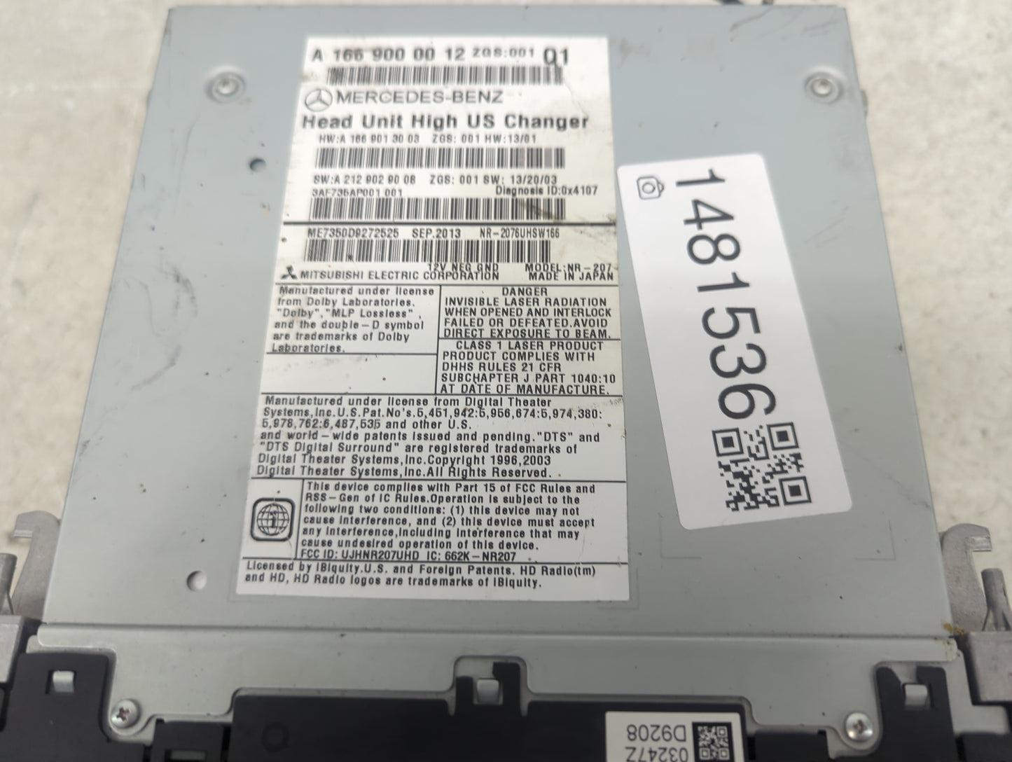 2014 Mercedes Ml-Class Radio AM FM Cd Player Receiver Replacement P/N:A1669000012 A1669013003, A2129020008 Fits Fits 2013 20