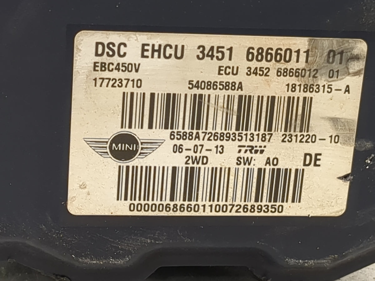 2014 Mini Clubman Anti-Lock Brake ABS Pump Module Actuator OEM P/N:34516866011 34526866012, 17723710 Fits Fits 2013 2015 OEM