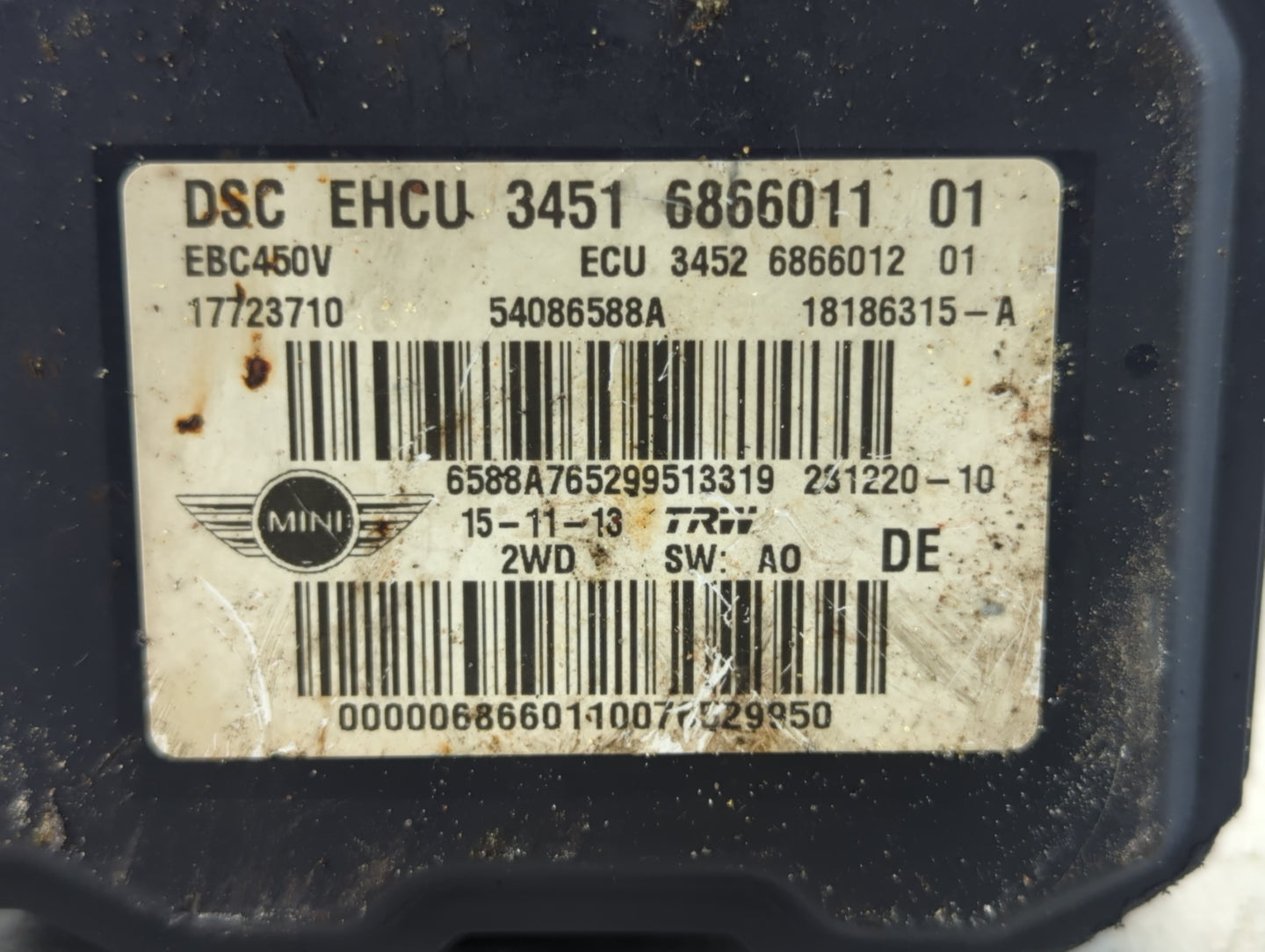 2013-2015 Mini Cooper Countryman ABS Pump Control Module Replacement P/N:17723710 54086588A, 6866011 01 Fits Fits 2013 2014 