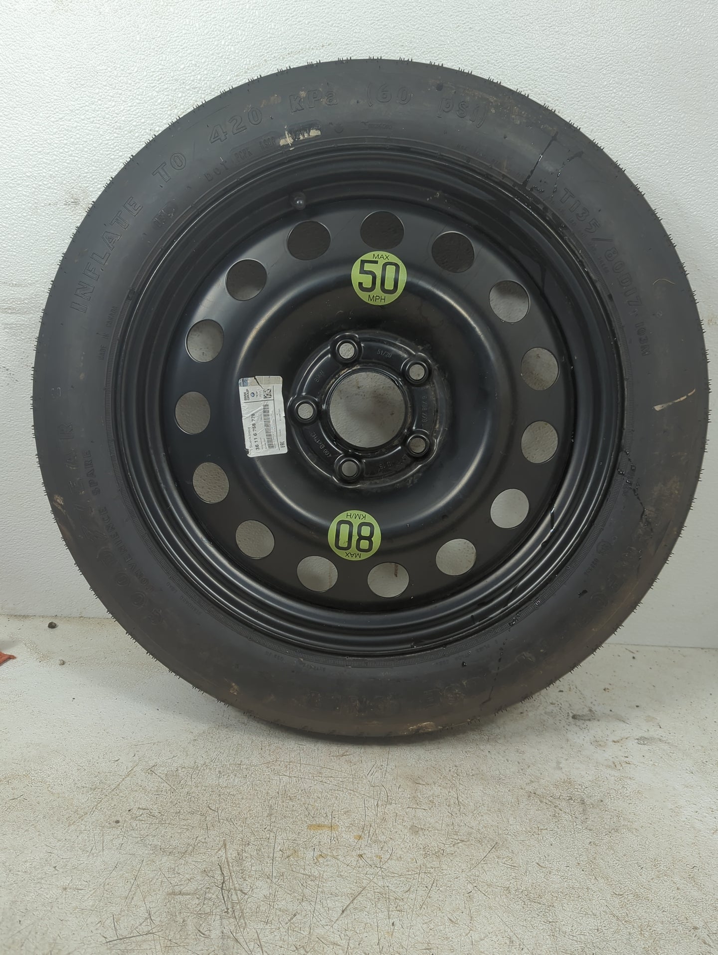 2013-2014 Mini Cooper Paceman Spare Donut Tire Wheel Rim Oem - Oemusedautoparts1.com