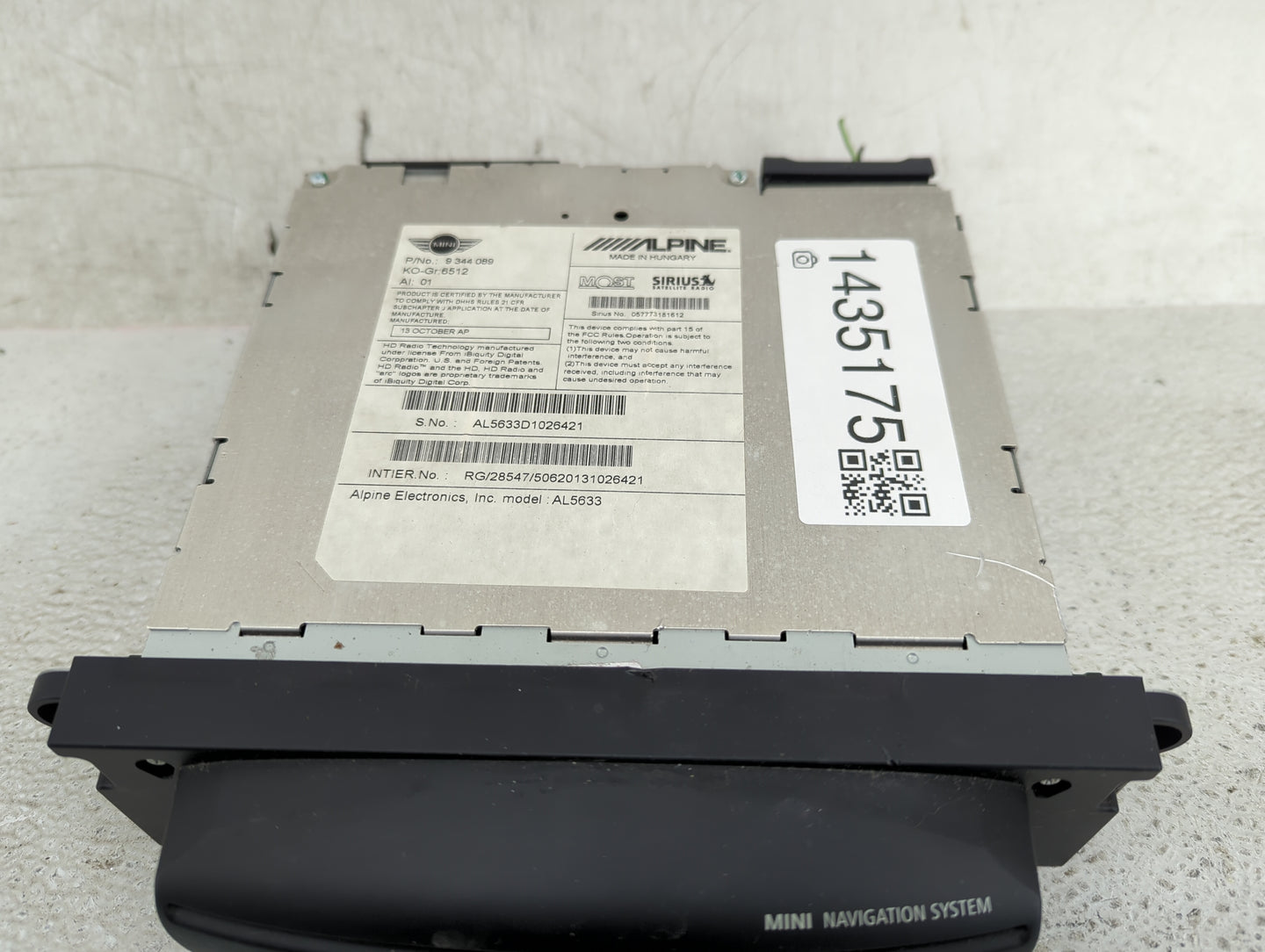 2014 Mini Countryman Radio AM FM Cd Player Receiver Replacement P/N:9344089 KO-Gr6512, AL5633 Fits Fits 2013 2015 2016 OEM U