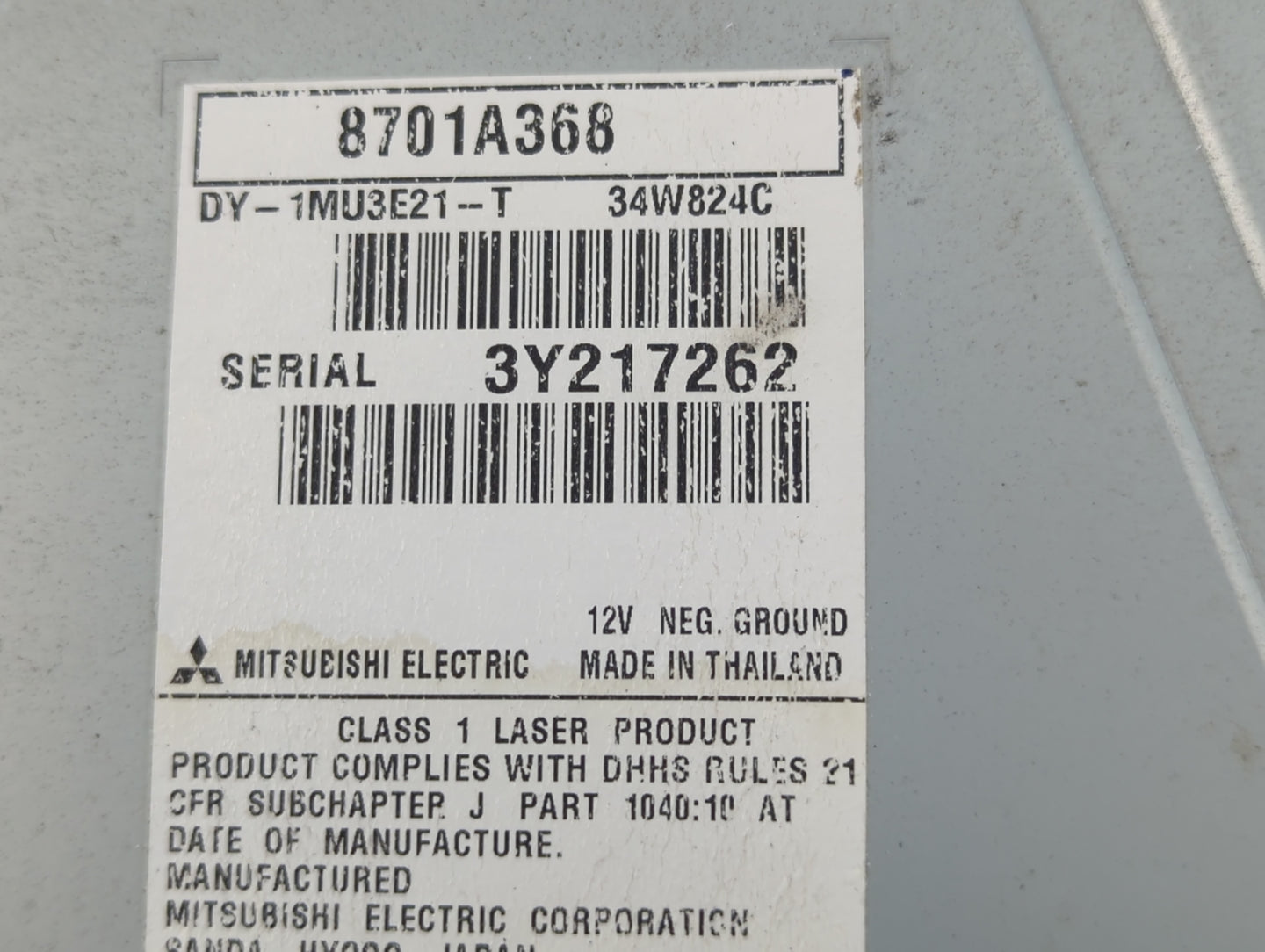 2014 Mitsubishi Mirage Radio AM FM Cd Player Receiver Replacement P/N:38077303 8701A368 Fits OEM Used Auto Parts - Oemusedau