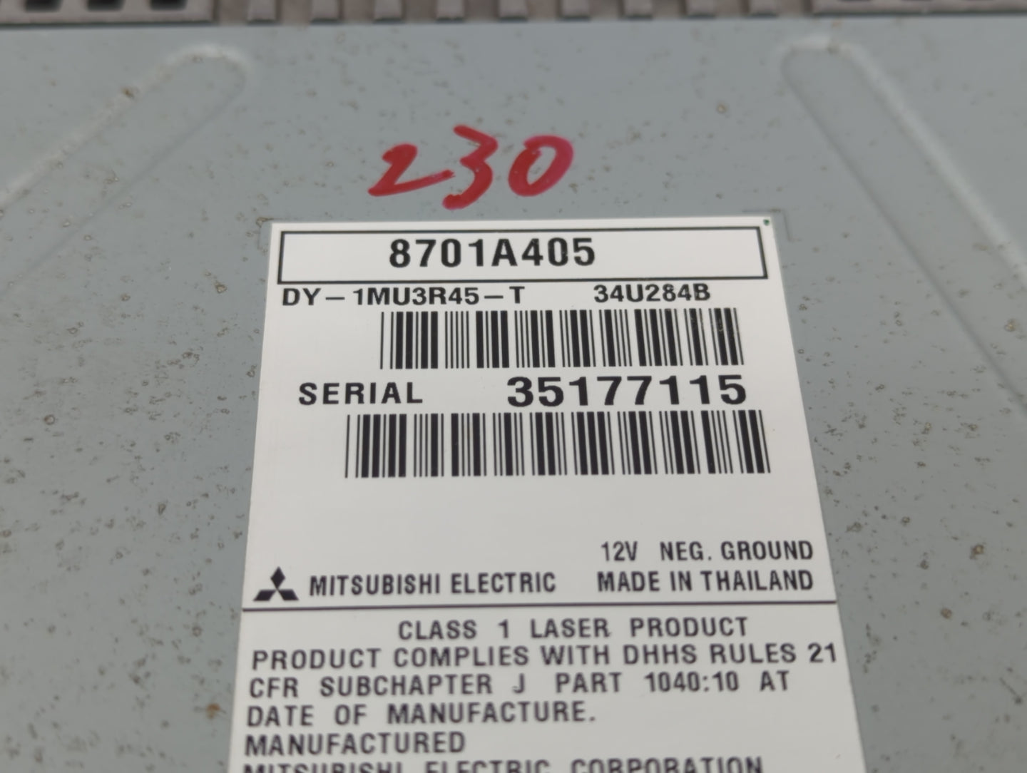 2014 Mitsubishi Outlander Radio AM FM Cd Player Receiver Replacement P/N:8701A405 Fits OEM Used Auto Parts - Oemusedautopart