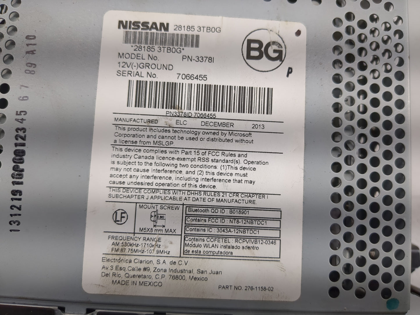 2013-2015 Nissan Altima Radio AM FM Cd Player Receiver Replacement P/N:28185 3TB0G Fits Fits 2013 2014 2015 OEM Used Auto Pa