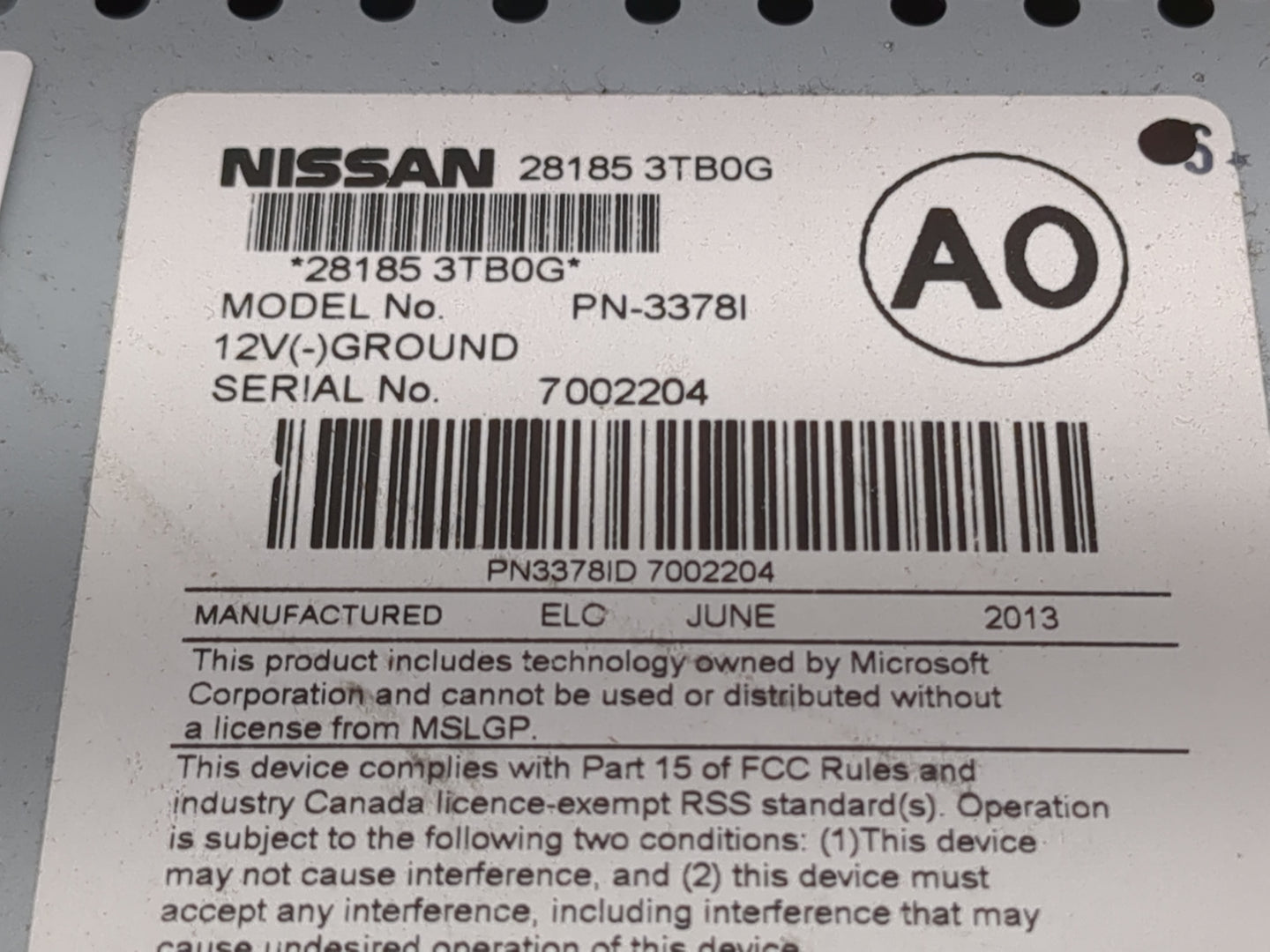 2013-2015 Nissan Altima Radio AM FM Cd Player Receiver Replacement P/N:28185 3TB0G Fits Fits 2013 2014 2015 OEM Used Auto Pa