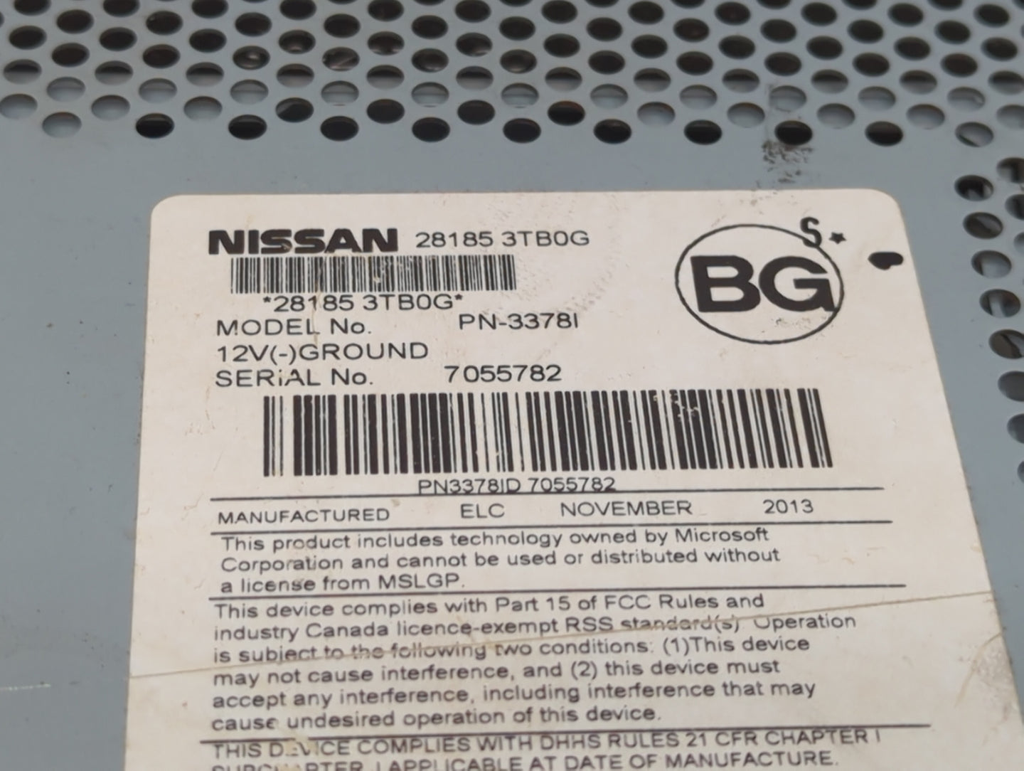 2013-2015 Nissan Altima Radio AM FM Cd Player Receiver Replacement P/N:28185 3TB0G Fits Fits 2013 2014 2015 OEM Used Auto Pa