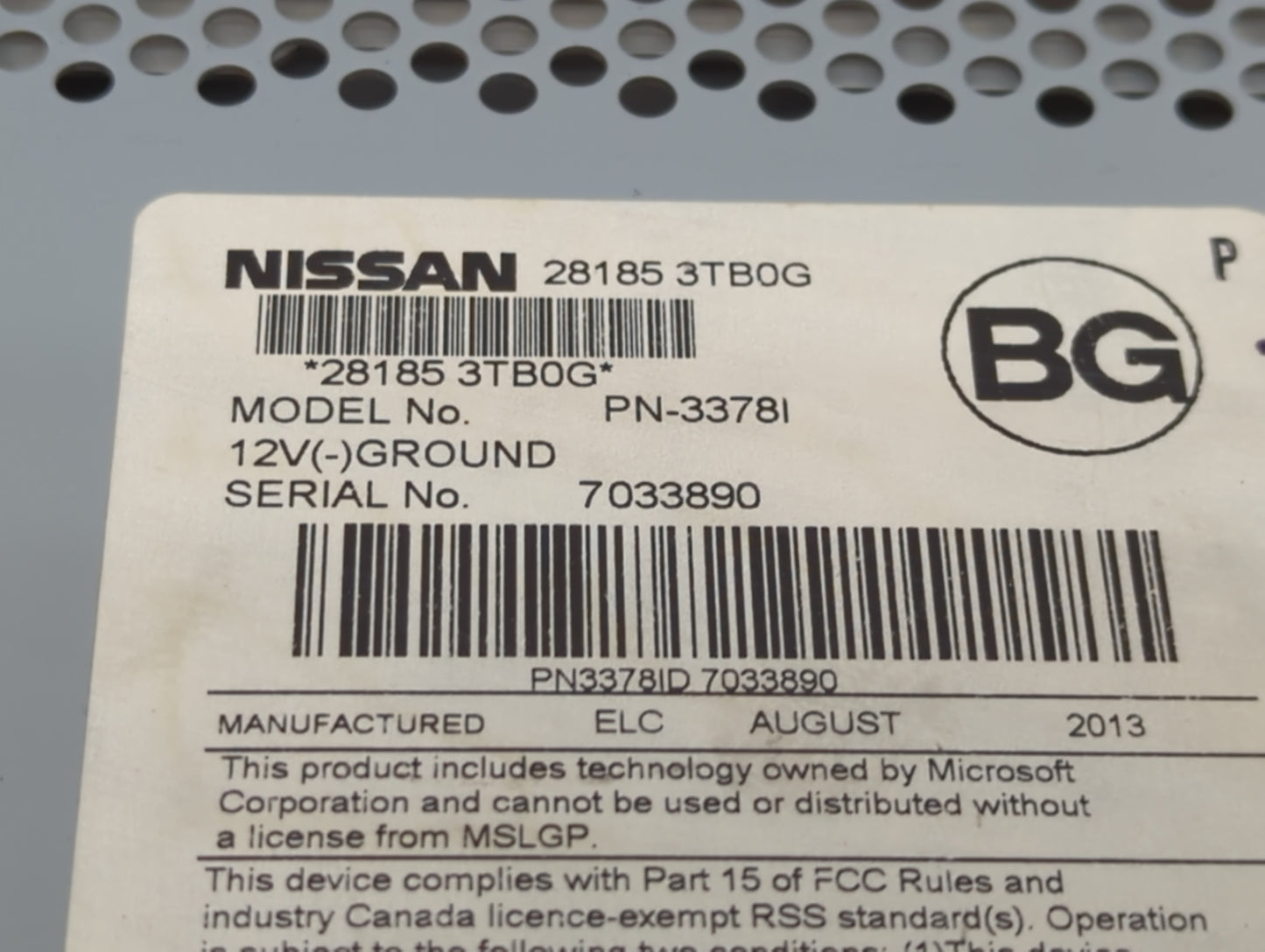 2013-2015 Nissan Altima Radio AM FM Cd Player Receiver Replacement P/N:281853TB0G Fits Fits 2013 2014 2015 OEM Used Auto Par