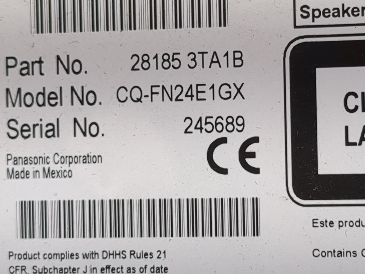 2013-2015 Nissan Altima Radio AM FM Cd Player Receiver Replacement P/N:28185 3TA1B CQ-FN24E1GX Fits Fits 2013 2014 2015 OEM 