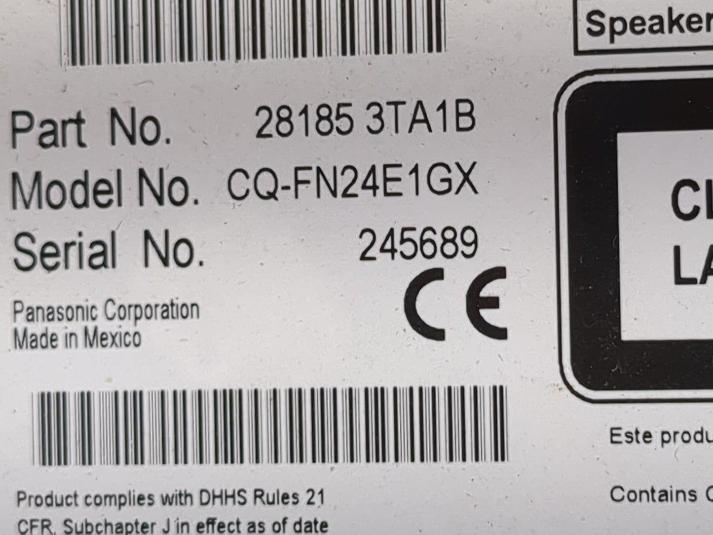 2013-2015 Nissan Altima Radio AM FM Cd Player Receiver Replacement P/N:28185 3TA1B CQ-FN24E1GX Fits Fits 2013 2014 2015 OEM 